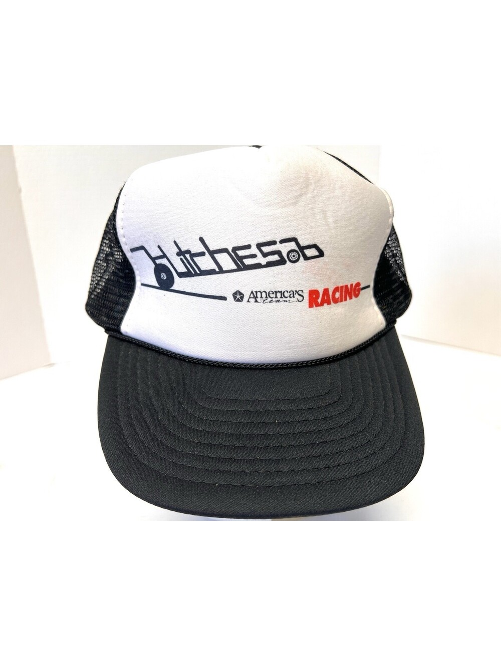 80’s Hutchesob America’s Team Racing Snapback Foam Mesh Trucker Hat by Nissin